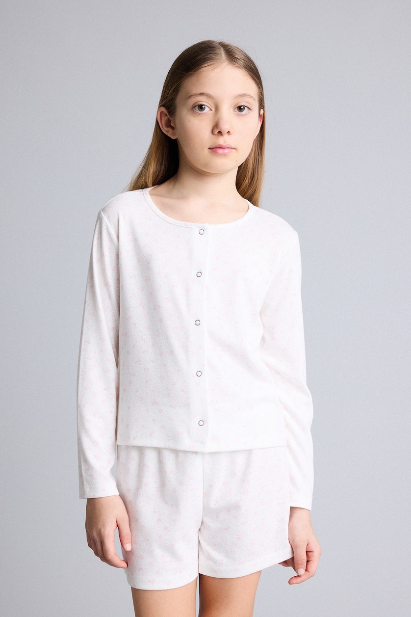 Girls & Teens Ecru 3 piece Knitted Pyjamas