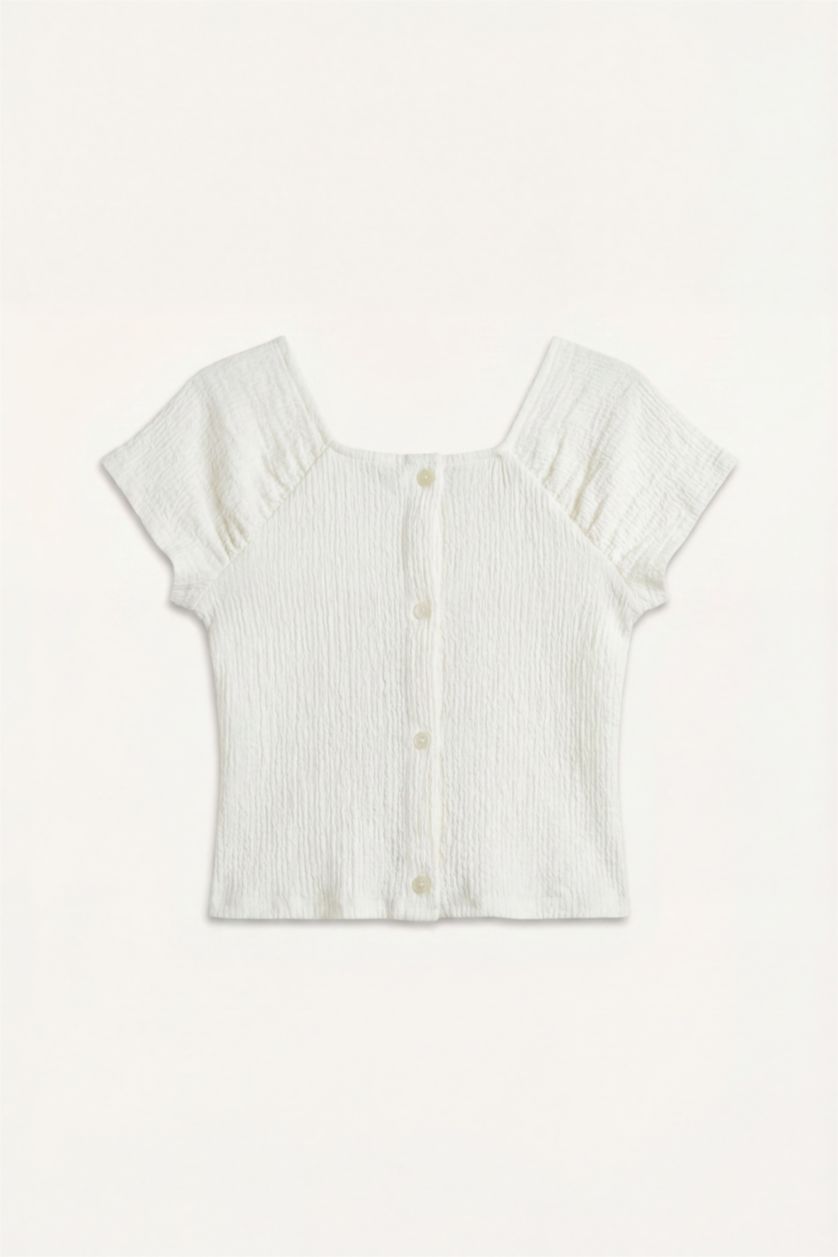 Young Girls - Teen Girls Ecru Regular Fit Short Sleeve T-Shirt