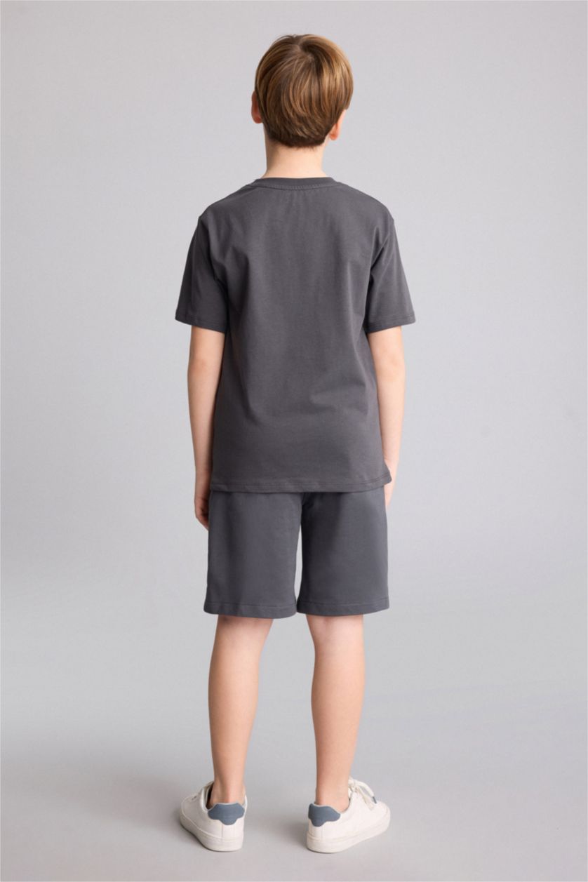 Young Boys - Teen Boys Anthracite New Regular Fit Printed Short Sleeve T-Shirt