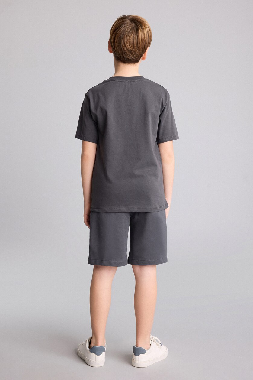 Young Boys - Teen Boys Anthracite Boy New Regular Fit Printed Short Sleeve T-Shirt