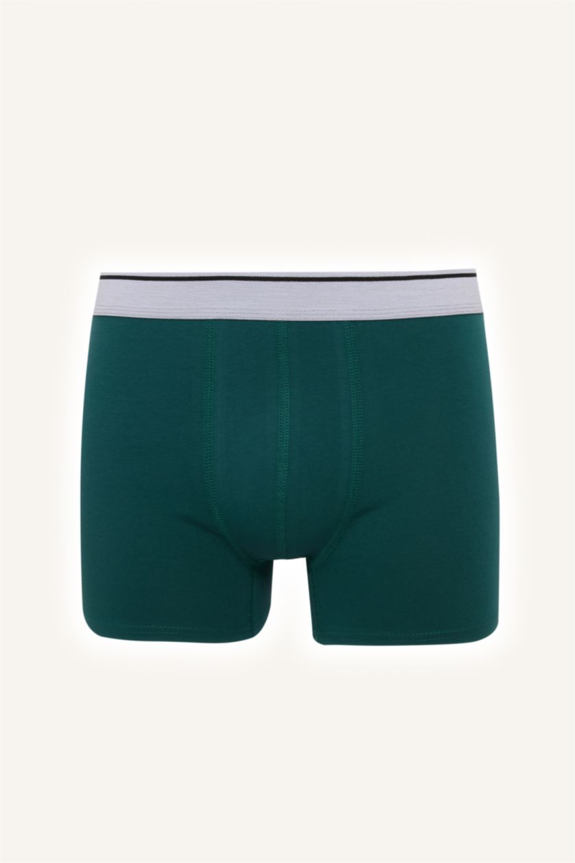 Erkek Koyu Yeşil Regular Fıt Desenli 3'lü Boxer Set