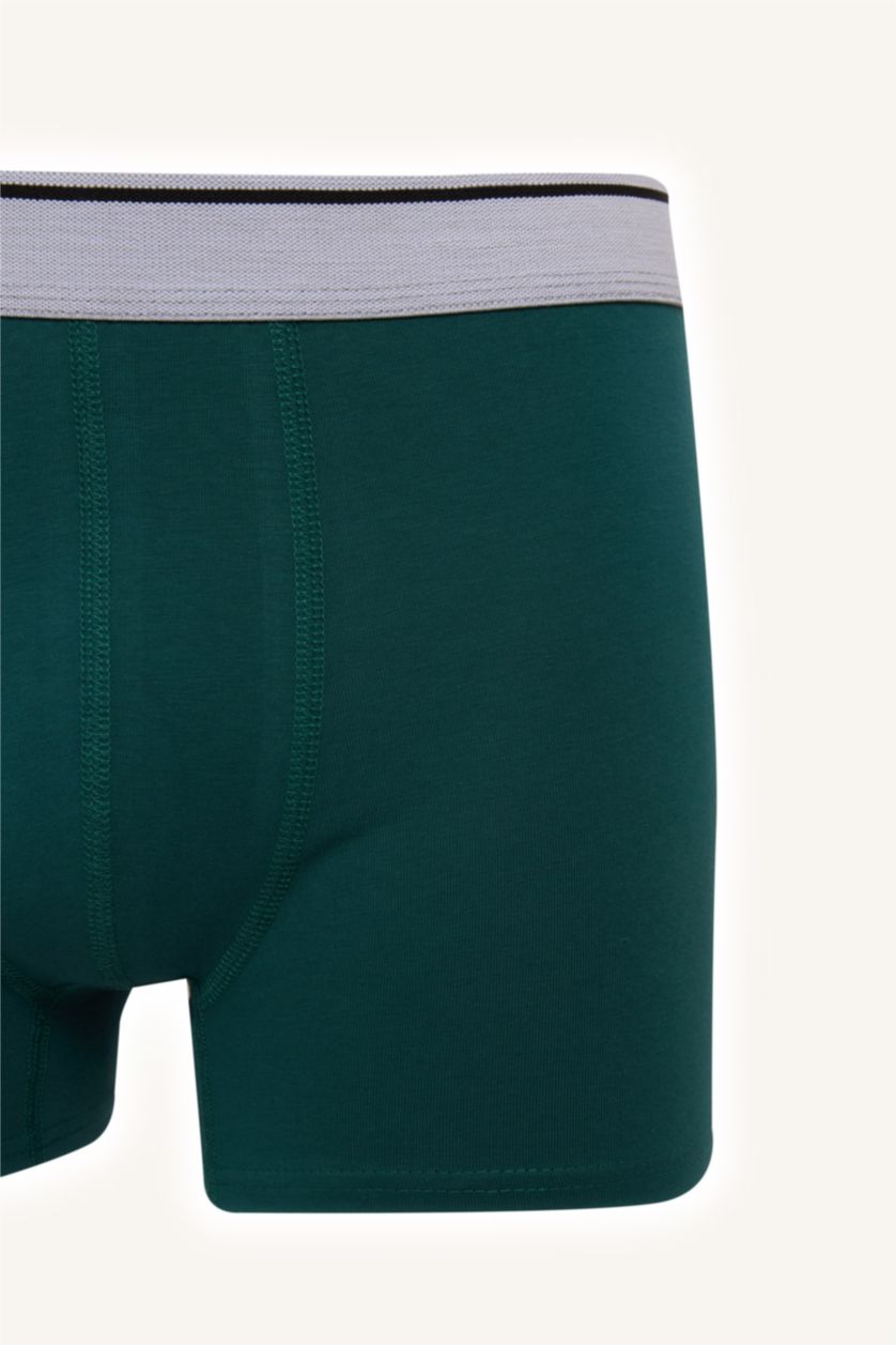 Erkek Koyu Yeşil Regular Fıt Desenli 3'lü Boxer Set