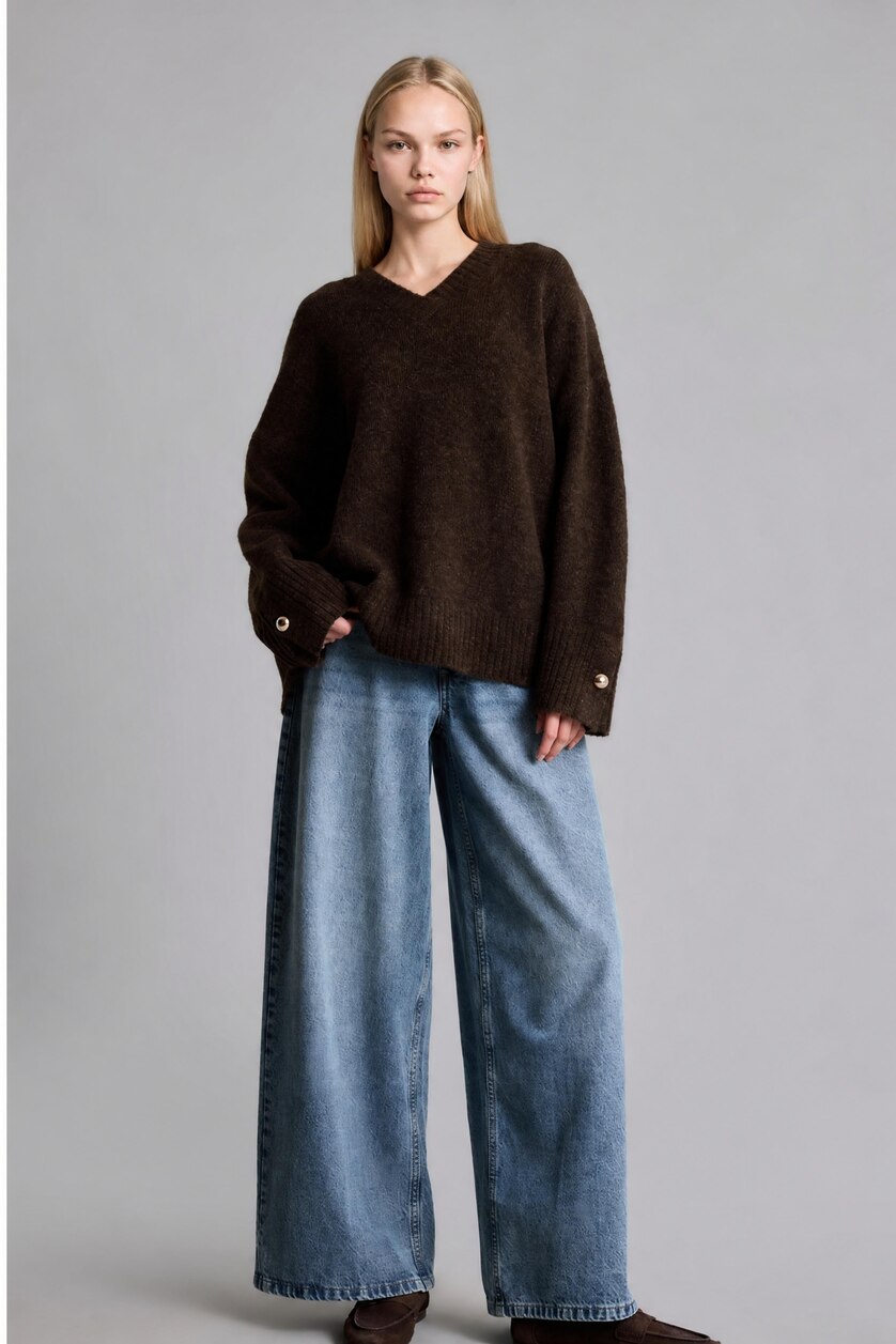 Женщины Коричневый Свитер Regular Fit