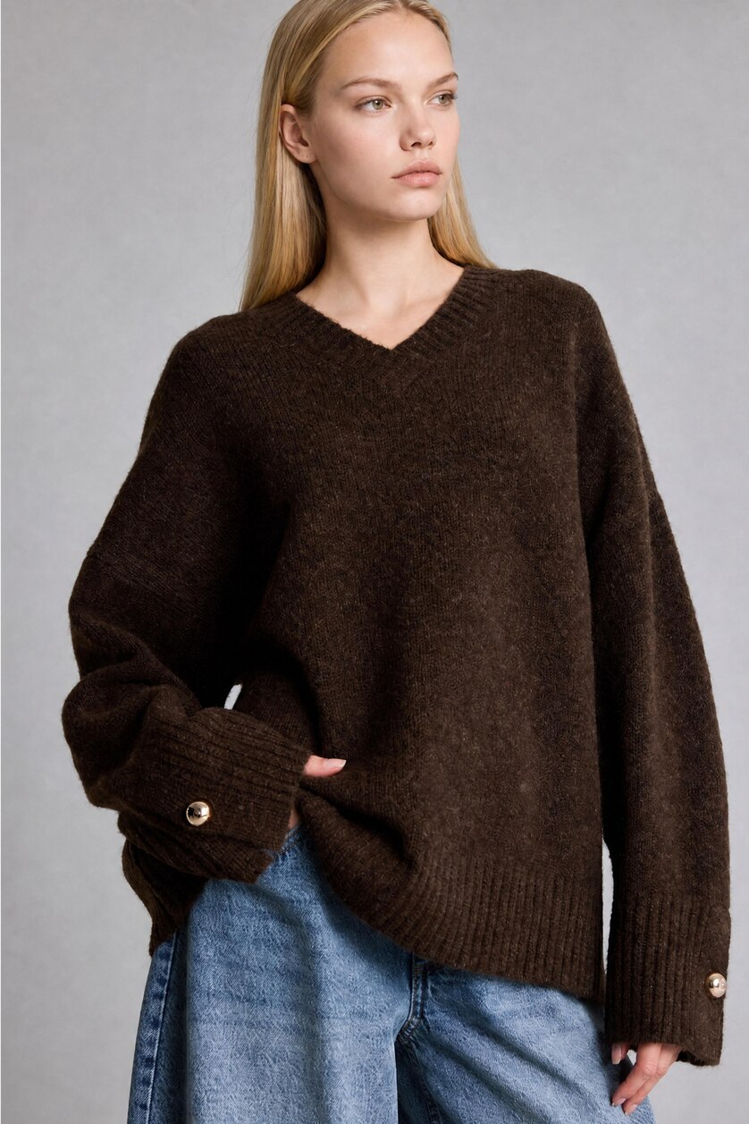Женщины Коричневый Свитер Regular Fit