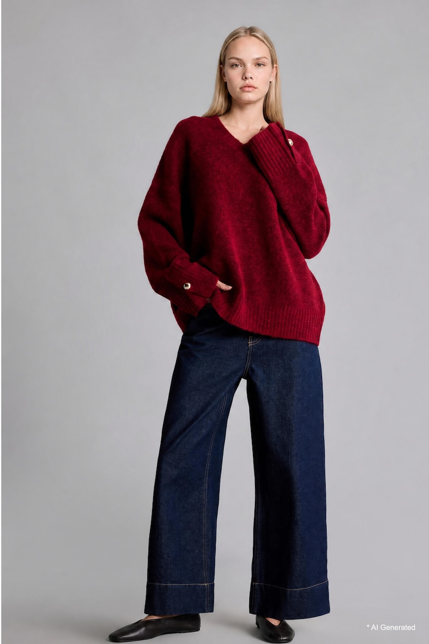 Women Bordeaux Regular Fit Pullover