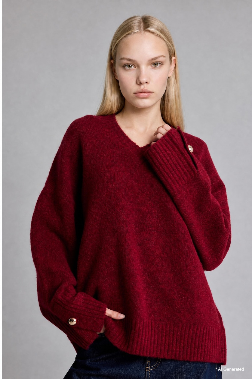 Women Bordeaux Regular Fit Pullover