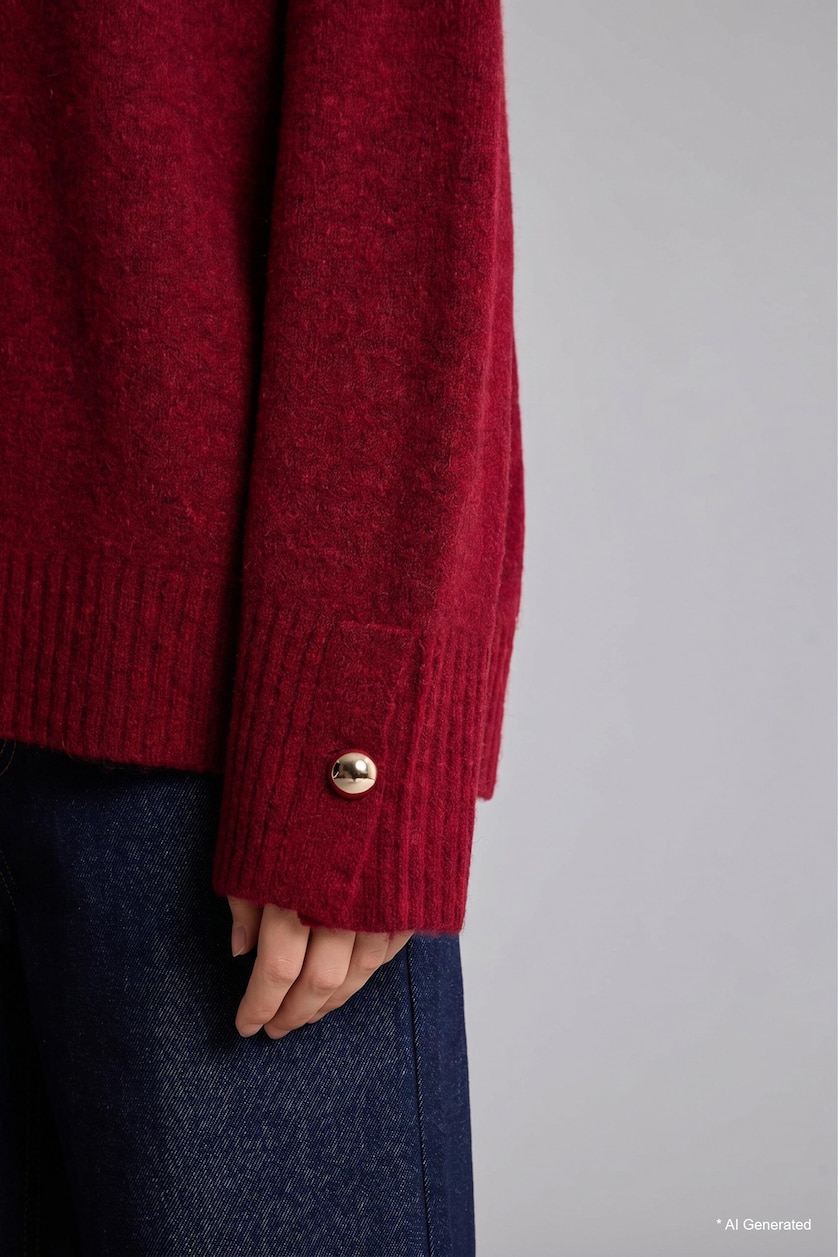 Women Bordeaux Regular Fit Pullover