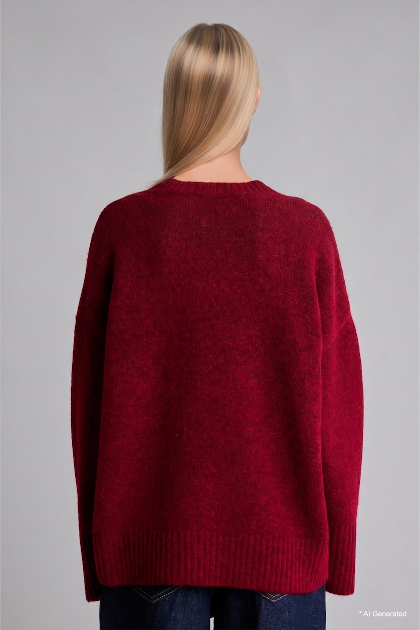 Women Bordeaux Regular Fit Pullover