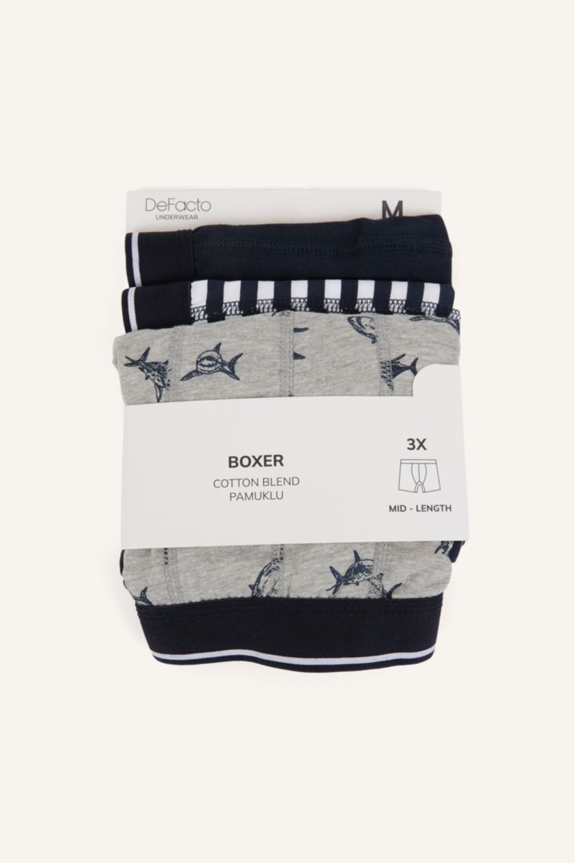 رجال كحلي بوكسر قصة عادية - 3 قطع