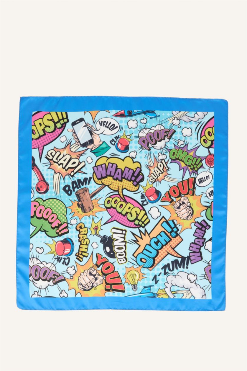 Erkek Çocuk - Genç Erkek Açık Mavi Desenli Saten Fular Erkek Çocuk