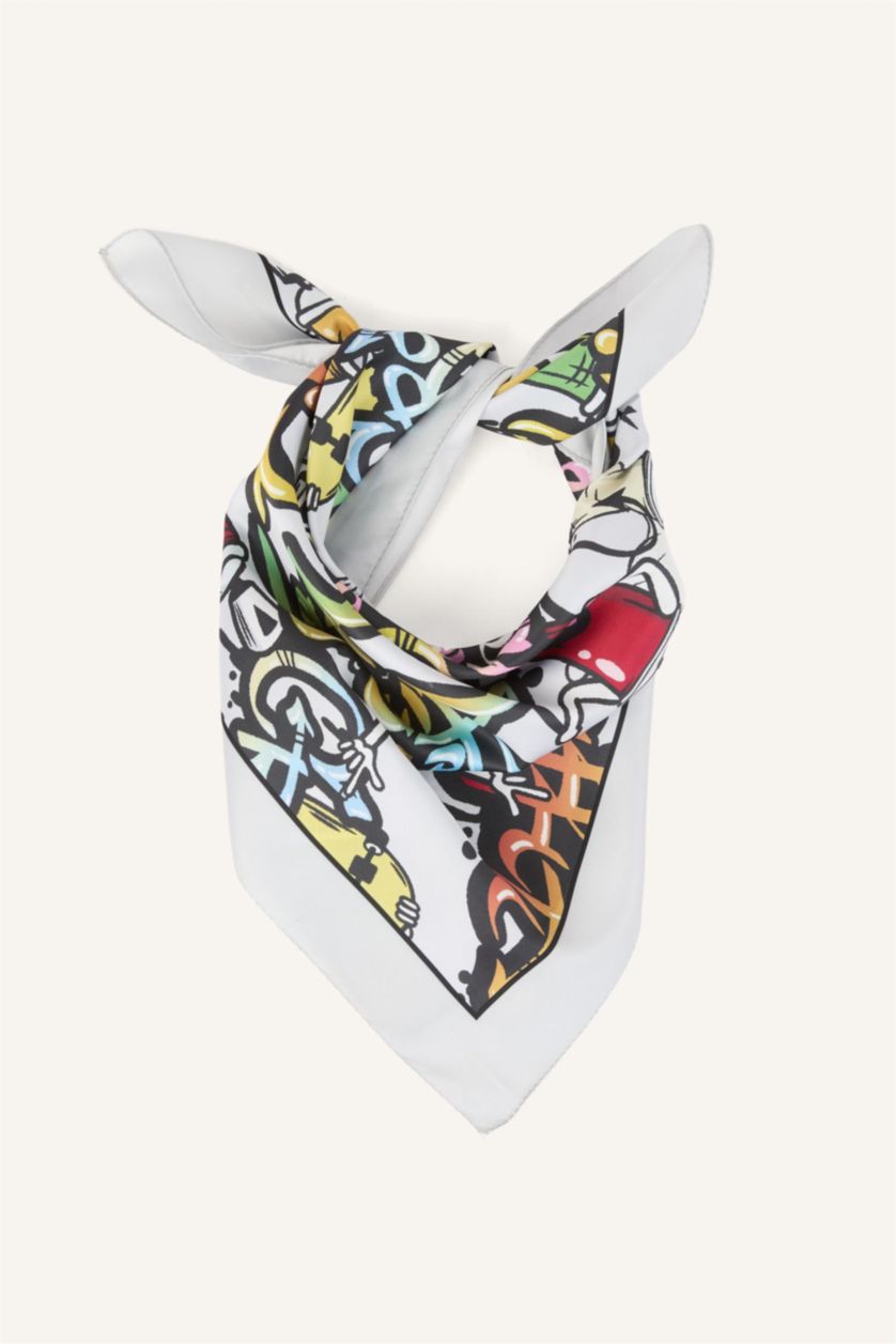 Erkek Çocuk - Genç Erkek Açık Gri Desenli Bandana Erkek Çocuk