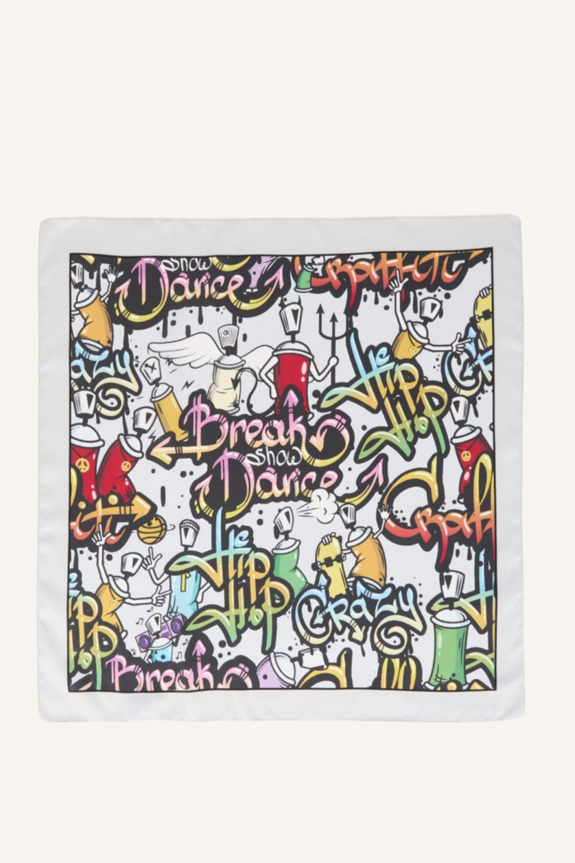 Erkek Çocuk - Genç Erkek Açık Gri Desenli Bandana Erkek Çocuk