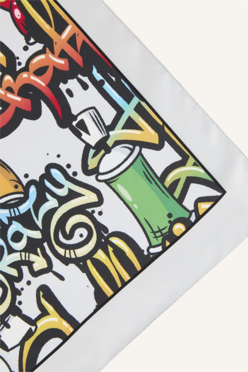 Erkek Çocuk - Genç Erkek Açık Gri Desenli Bandana Erkek Çocuk