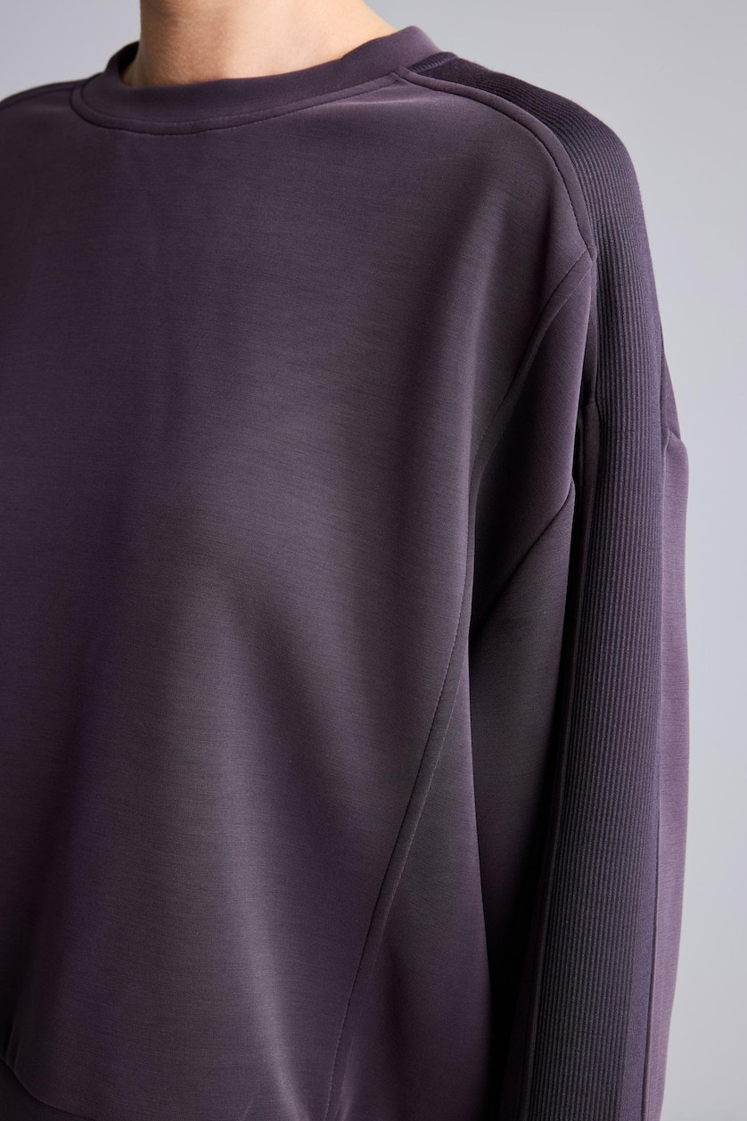 WOMAN Dark Purple Ultra Soft Oversize Sports Basic Sweatshirt