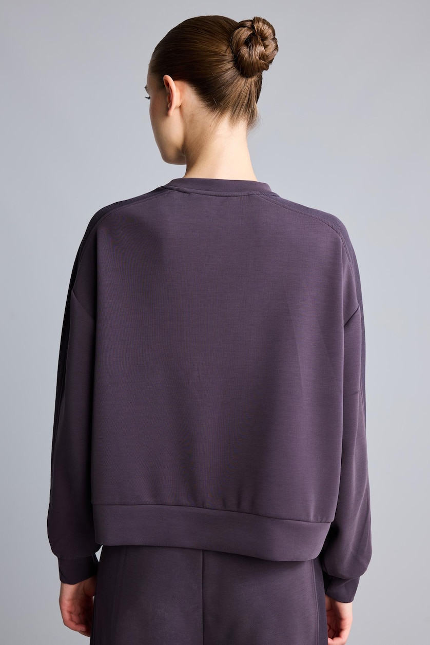 WOMAN Dark Purple Ultra Soft Oversize Sports Basic Sweatshirt