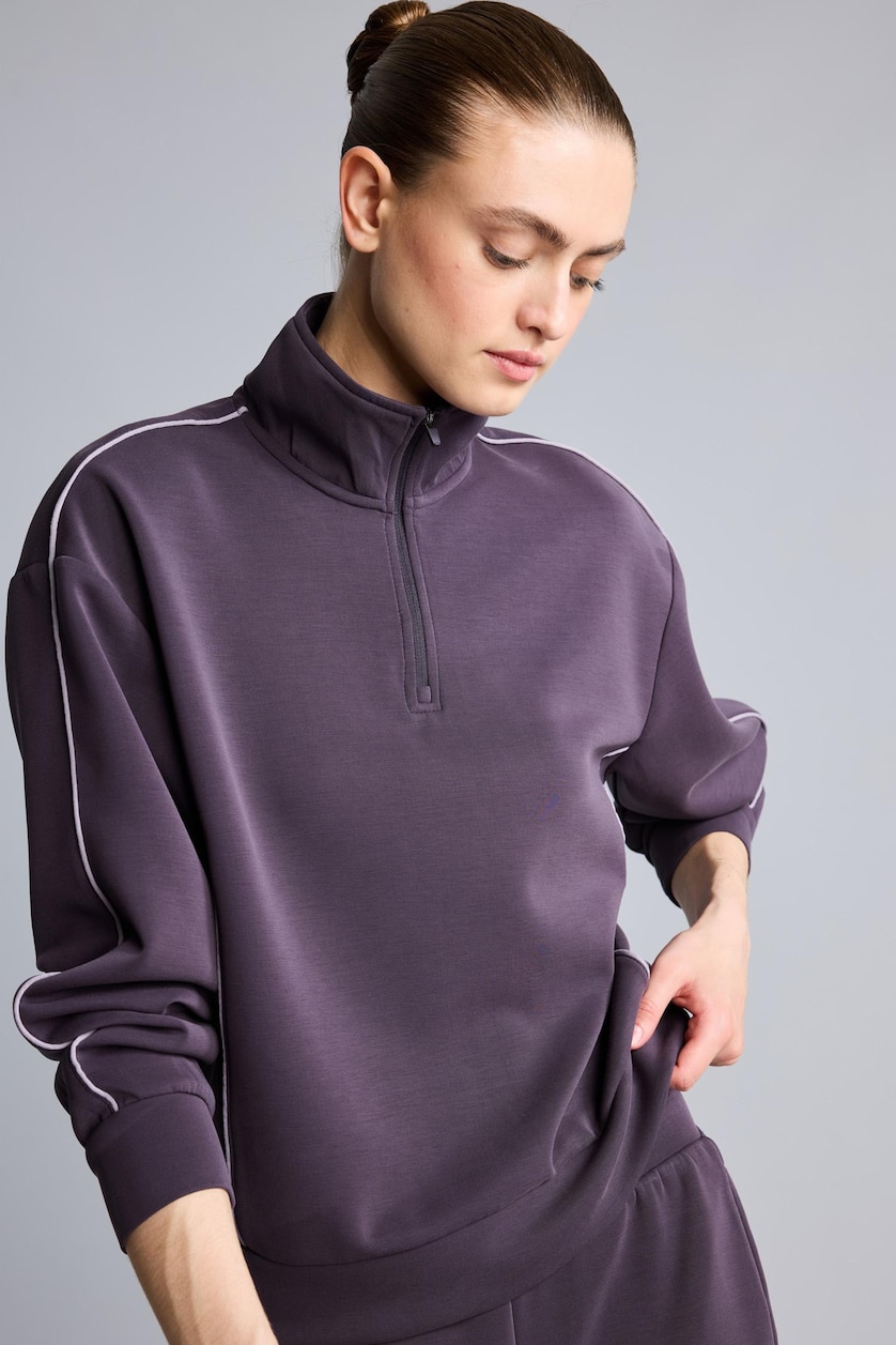 Kadın Koyu Mor Ultra Yumuşak Standart Fit Modal Basic Sweatshirt