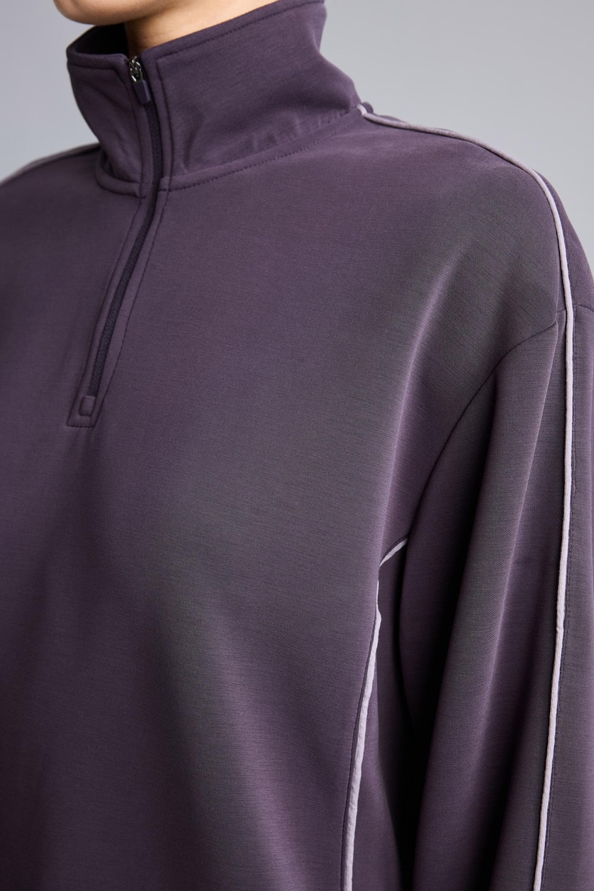 Kadın Koyu Mor Ultra Yumuşak Standart Fit Modal Basic Sweatshirt