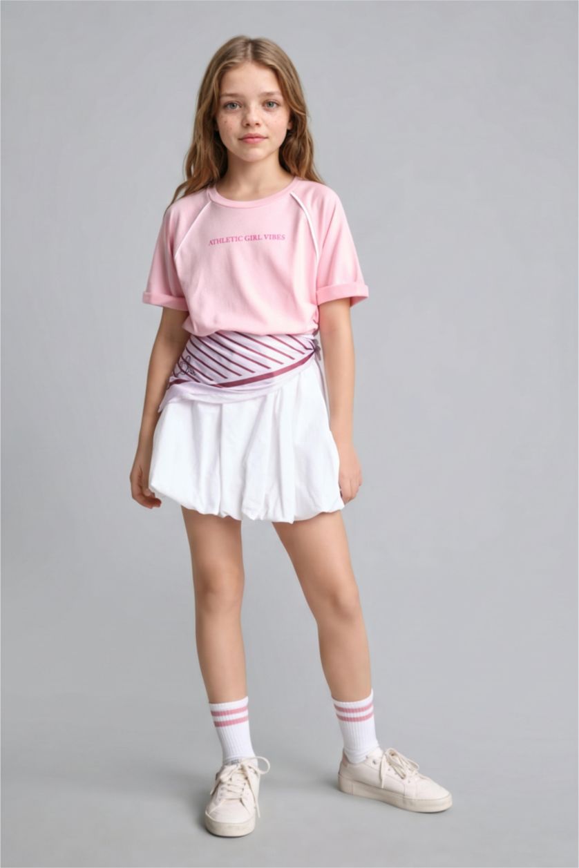Young Girls - Teen Girls Pink Oversize Fit Slogan Short Sleeve T-Shirt