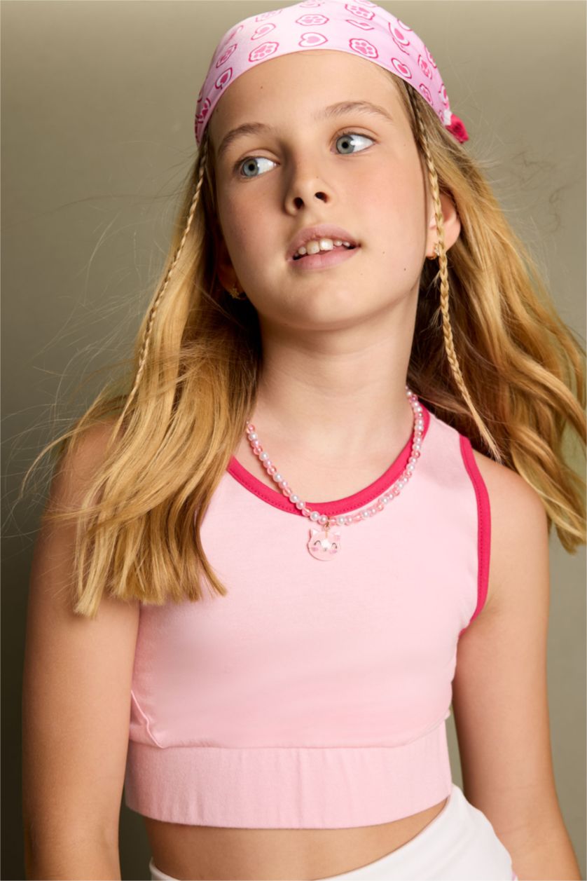 Girls & Teens Light Pink Girl Crew Neck Printed Top