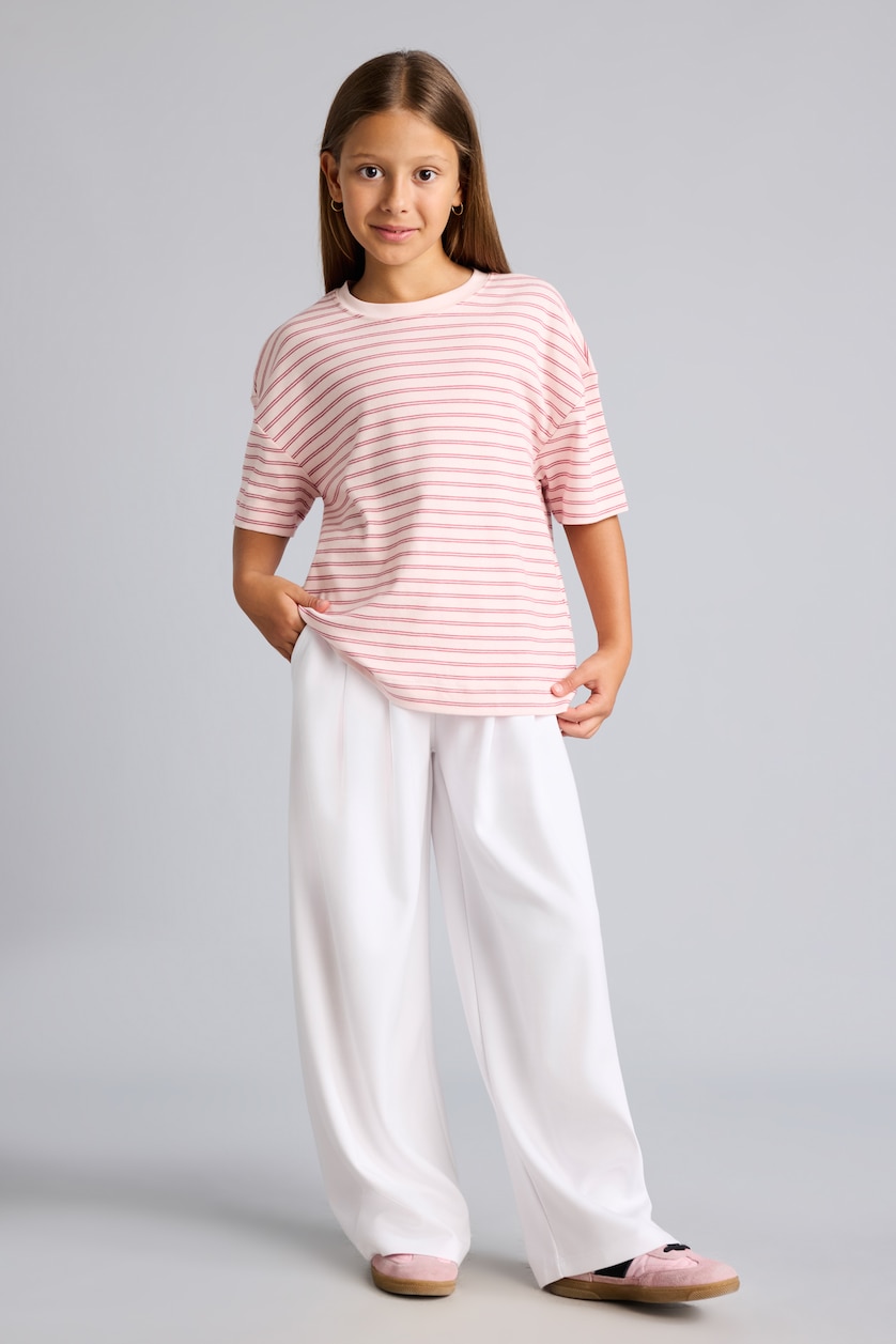 Kız Çocuk - Genç Kız Beyaz Wide Leg Modal Pantolon Kız Çocuk