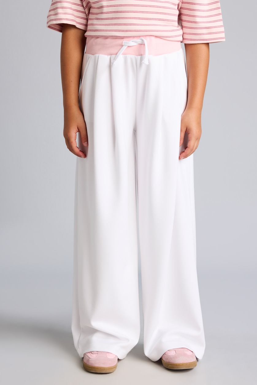 Kız Çocuk - Genç Kız Beyaz Wide Leg Modal Pantolon Kız Çocuk