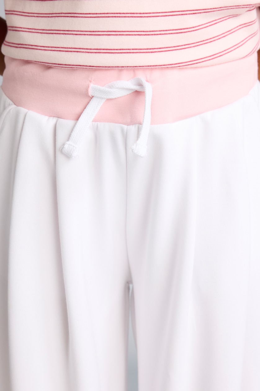 Kız Çocuk - Genç Kız Beyaz Wide Leg Modal Pantolon Kız Çocuk