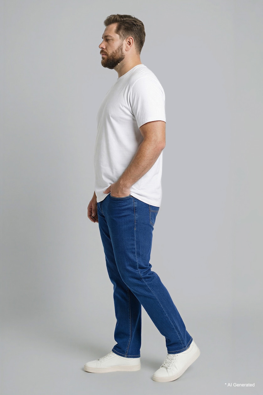 HOMME Bleu Jean grande taille Coupe régulière