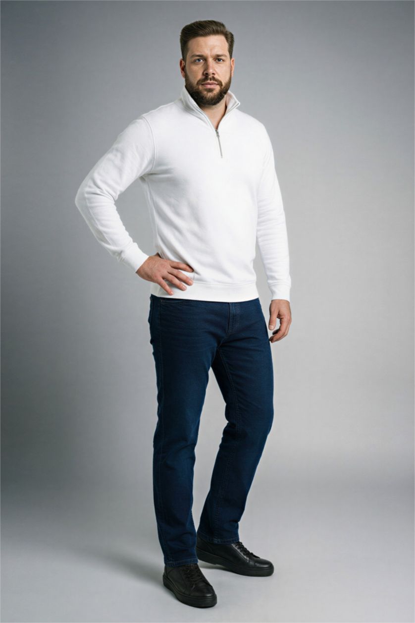 Erkek Mavi Gri Sergio Regular Fıt Normal Bel Boru Paça Pantolon