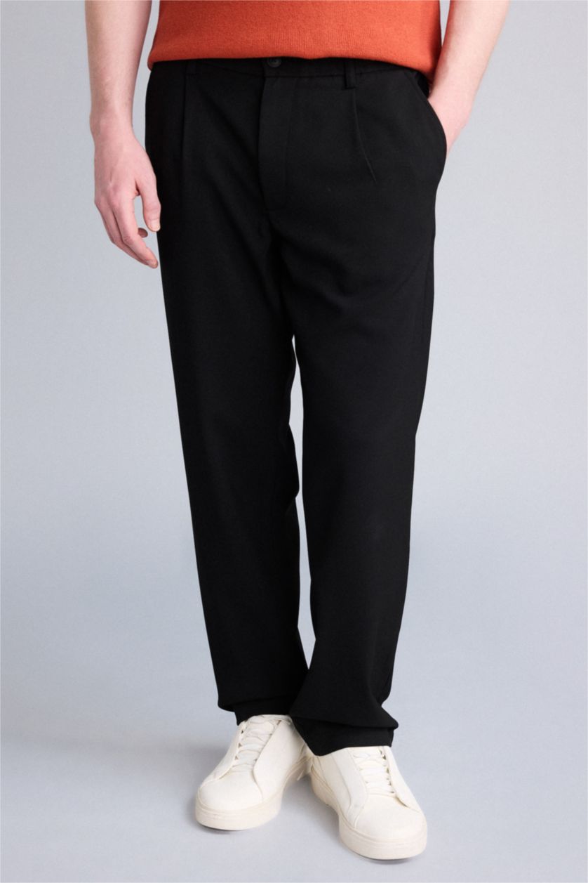 Erkek Siyah Relax Fıt Pantolon
