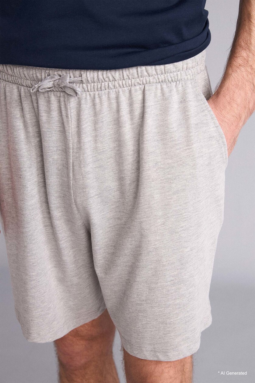 Men Light Grey Baggy Fit Knitted Shorts
