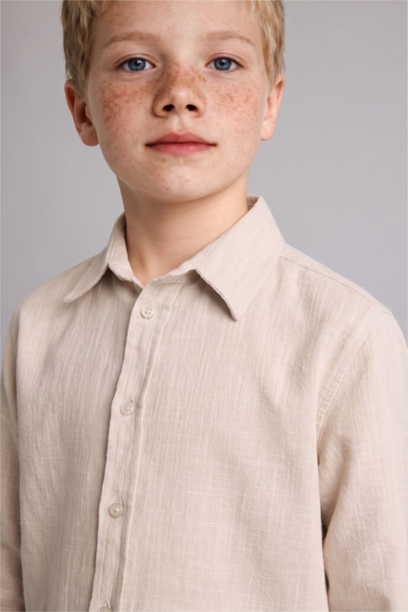 Young Boys - Teen Boys Beige Regular Fit Long Sleeve Shirt