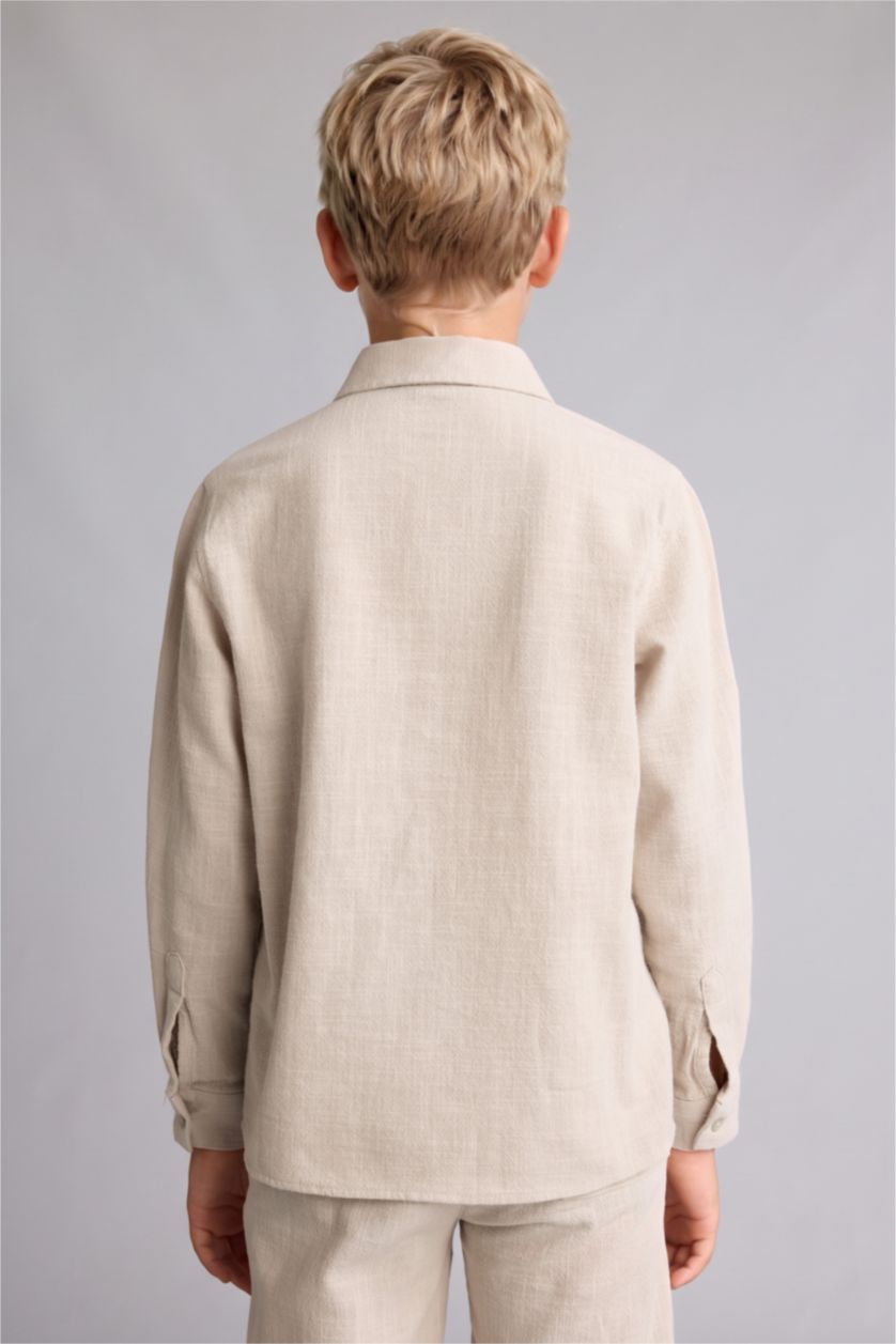 Young Boys - Teen Boys Beige Regular Fit Long Sleeve Shirt