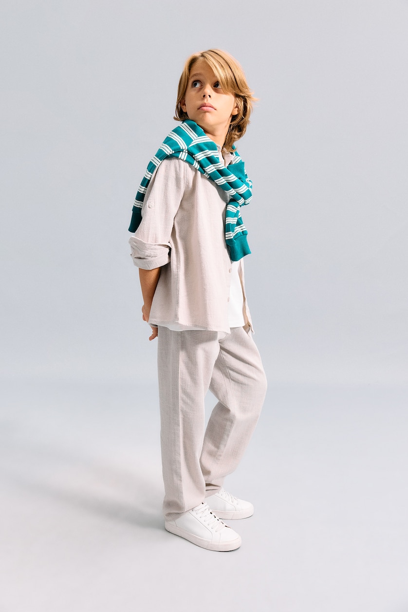 أولاد بيج Boy Regular Fit Straight Leg 100% Cotton Trousers