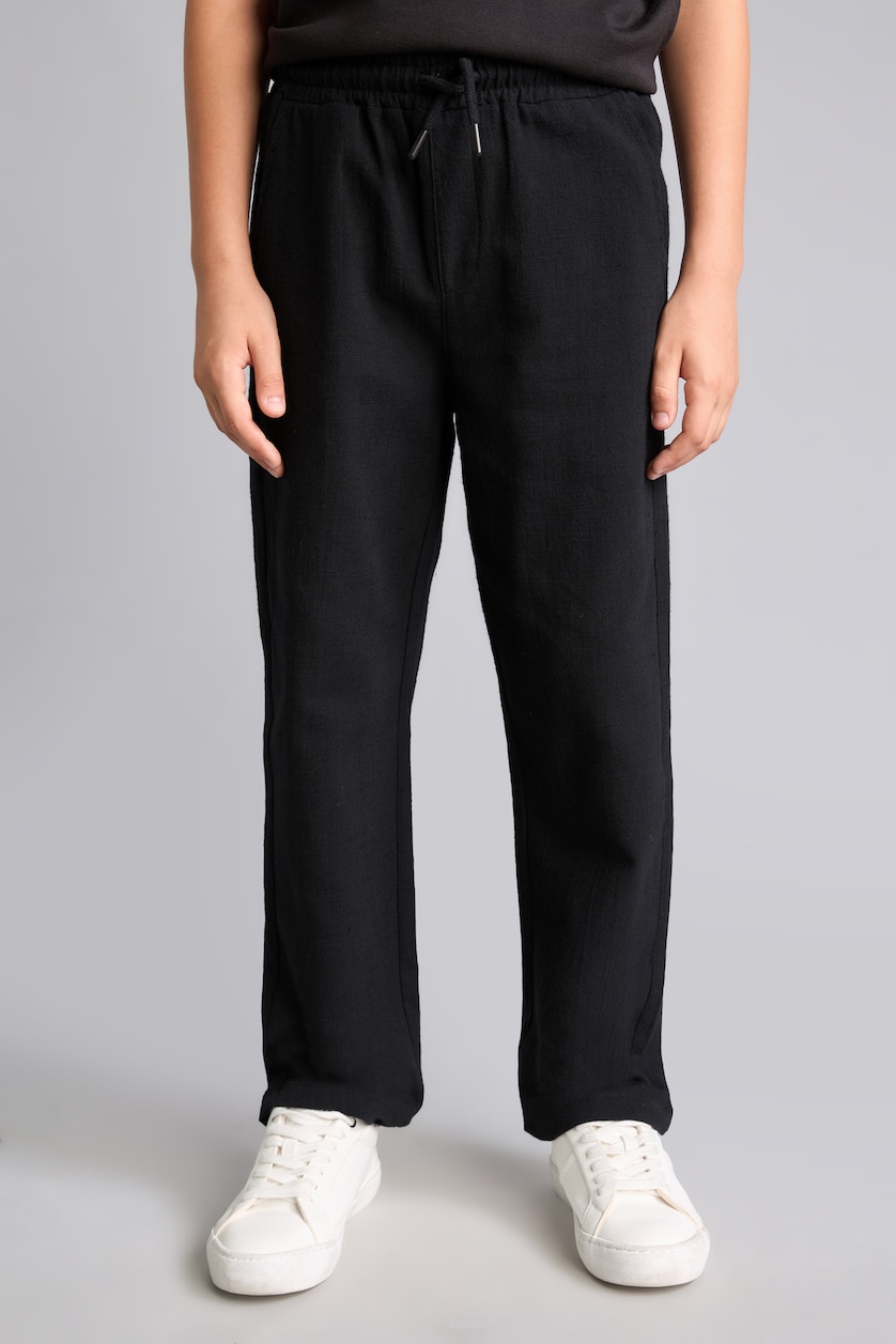 Boys & Teens Black Boy Classic Straight Leg Fabric Trousers