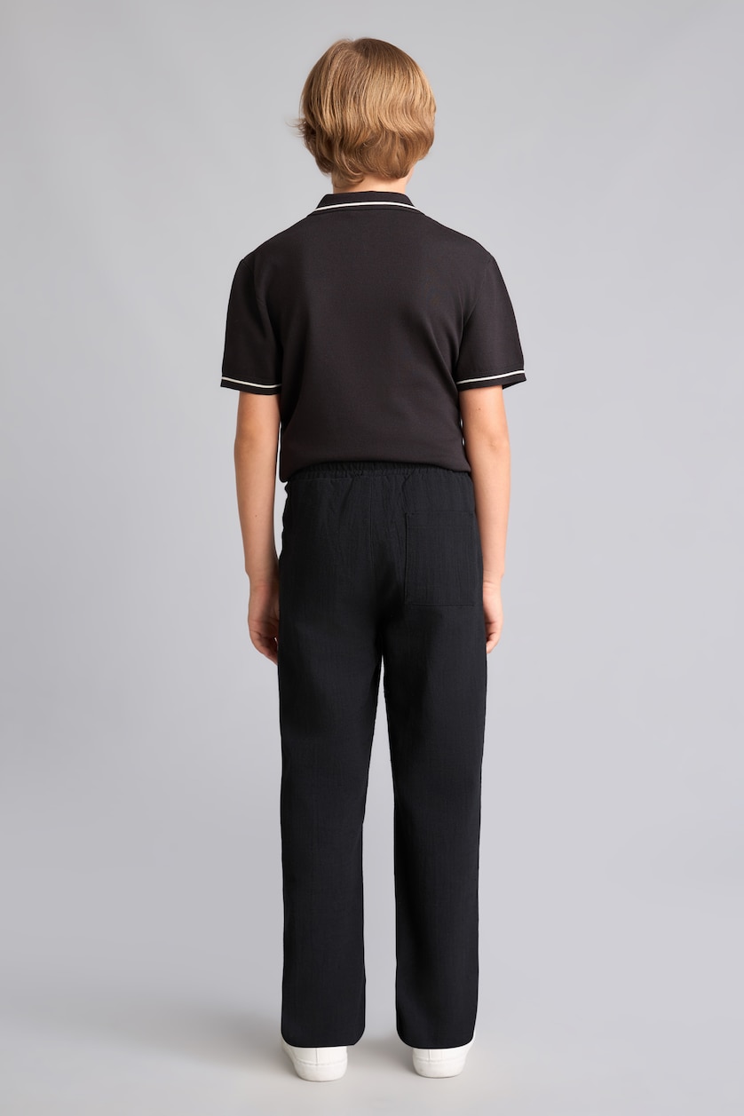 Boys & Teens Black Boy Classic Straight Leg Fabric Trousers