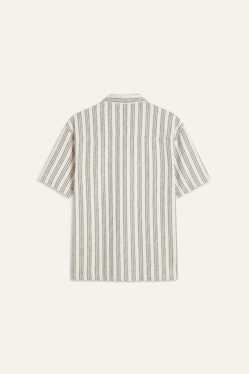 Men NAVY Regular Fit Striped Short Sleeve Shirt