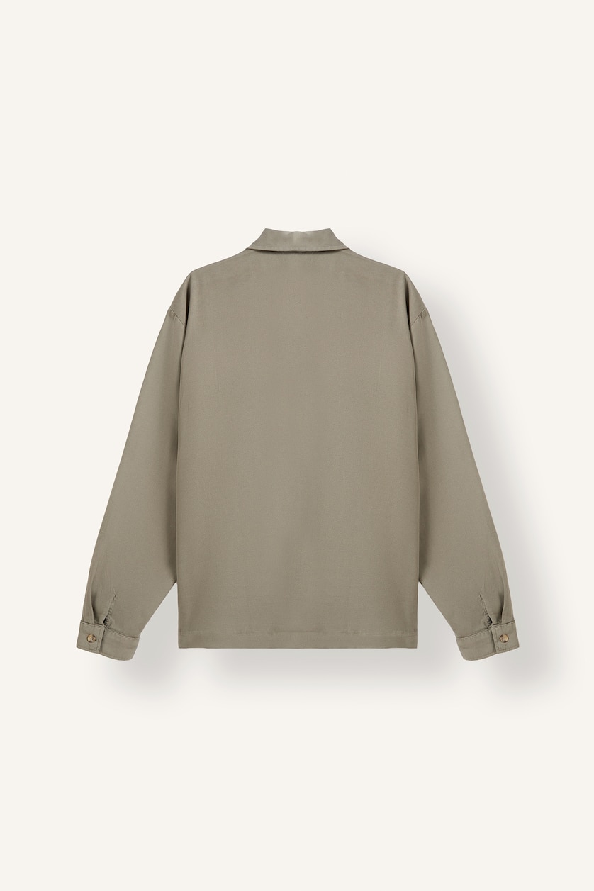 MAN Light Khaki Boxy Fit Polo Collar Double Pocket Cotton Shirt