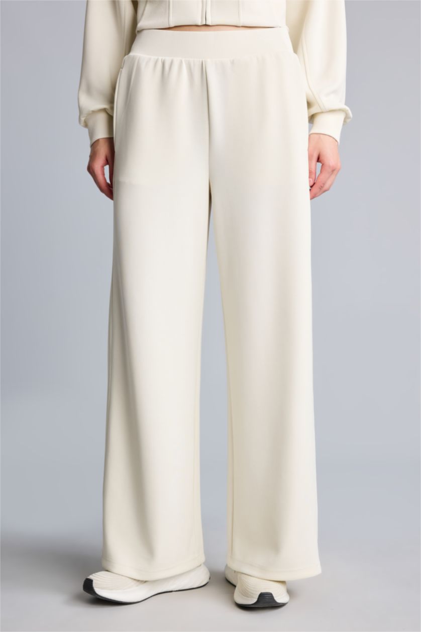 Women Ecru Wide Leg Trousers