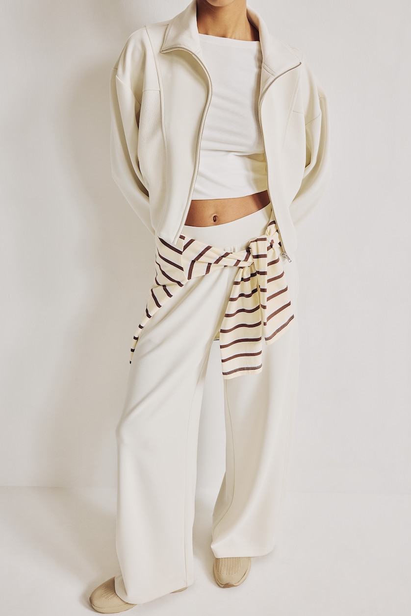WOMAN Ecru Wide Leg Wide Leg modal Sweatpants
