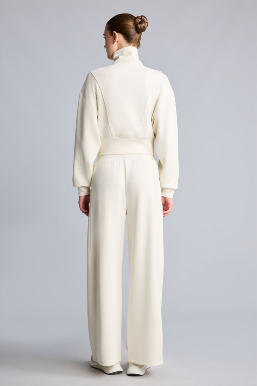Women Ecru Wide Leg Trousers