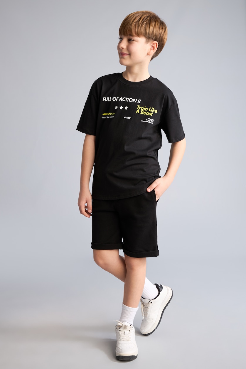 Young Boys - Teen Boys Black Boy Cotton Regular Fit Shorts