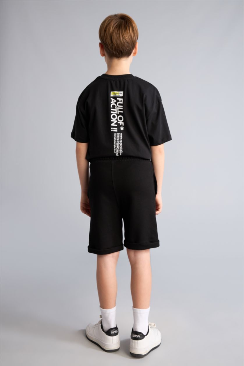 Erkek Çocuk - Genç Erkek Siyah Regular Fit Şort Erkek Çocuk