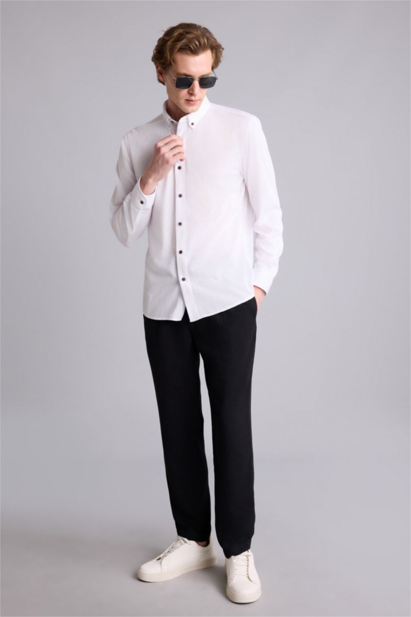 Man White Regular Fit Long Sleeve Shirt