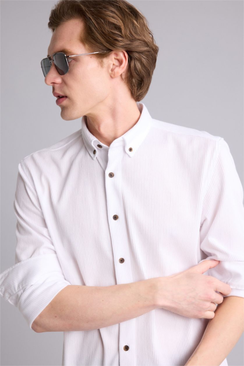 Man White Regular Fit Long Sleeve Shirt