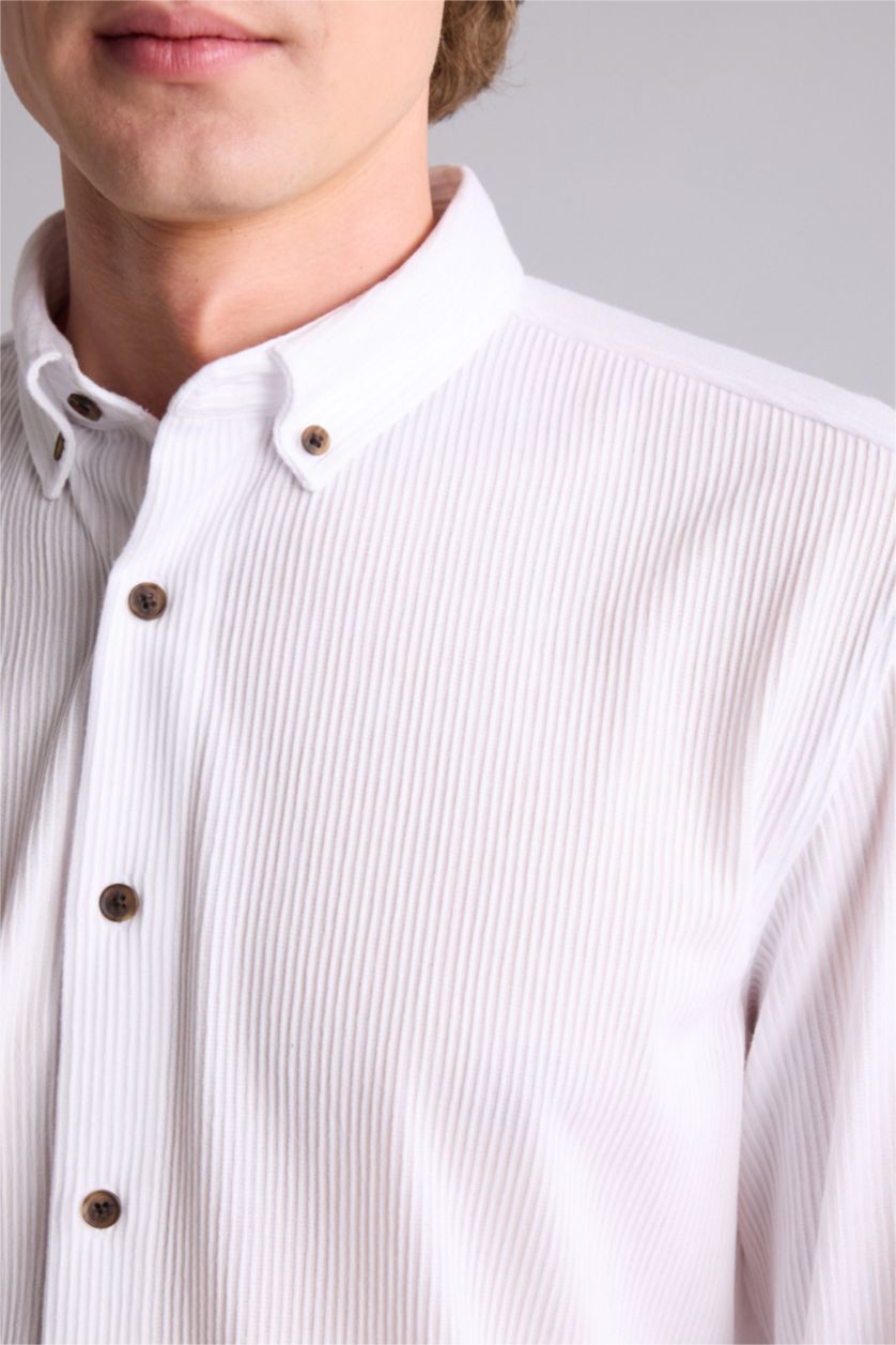 Man White Regular Fit Long Sleeve Shirt