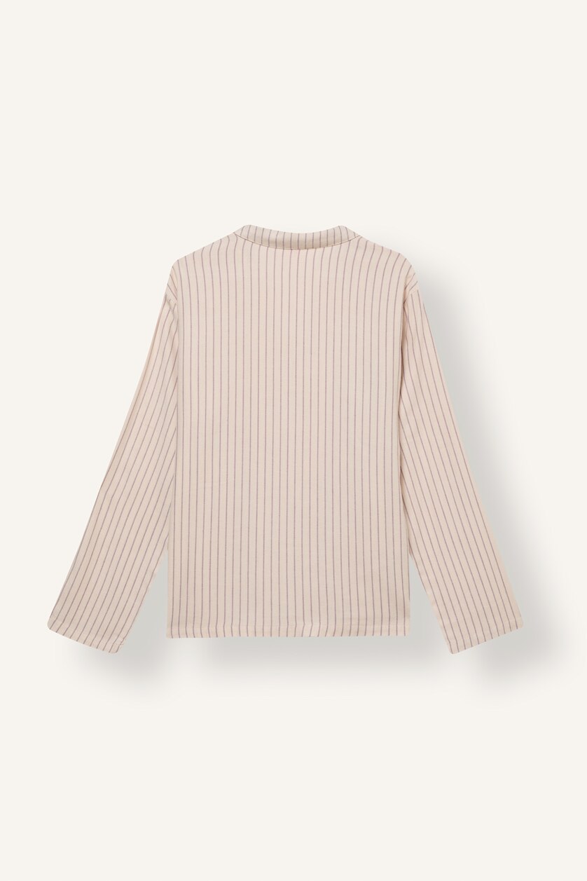 نساء بيج فاتح Regular Fit Long Sleeve Striped Flannel Pyjama Set