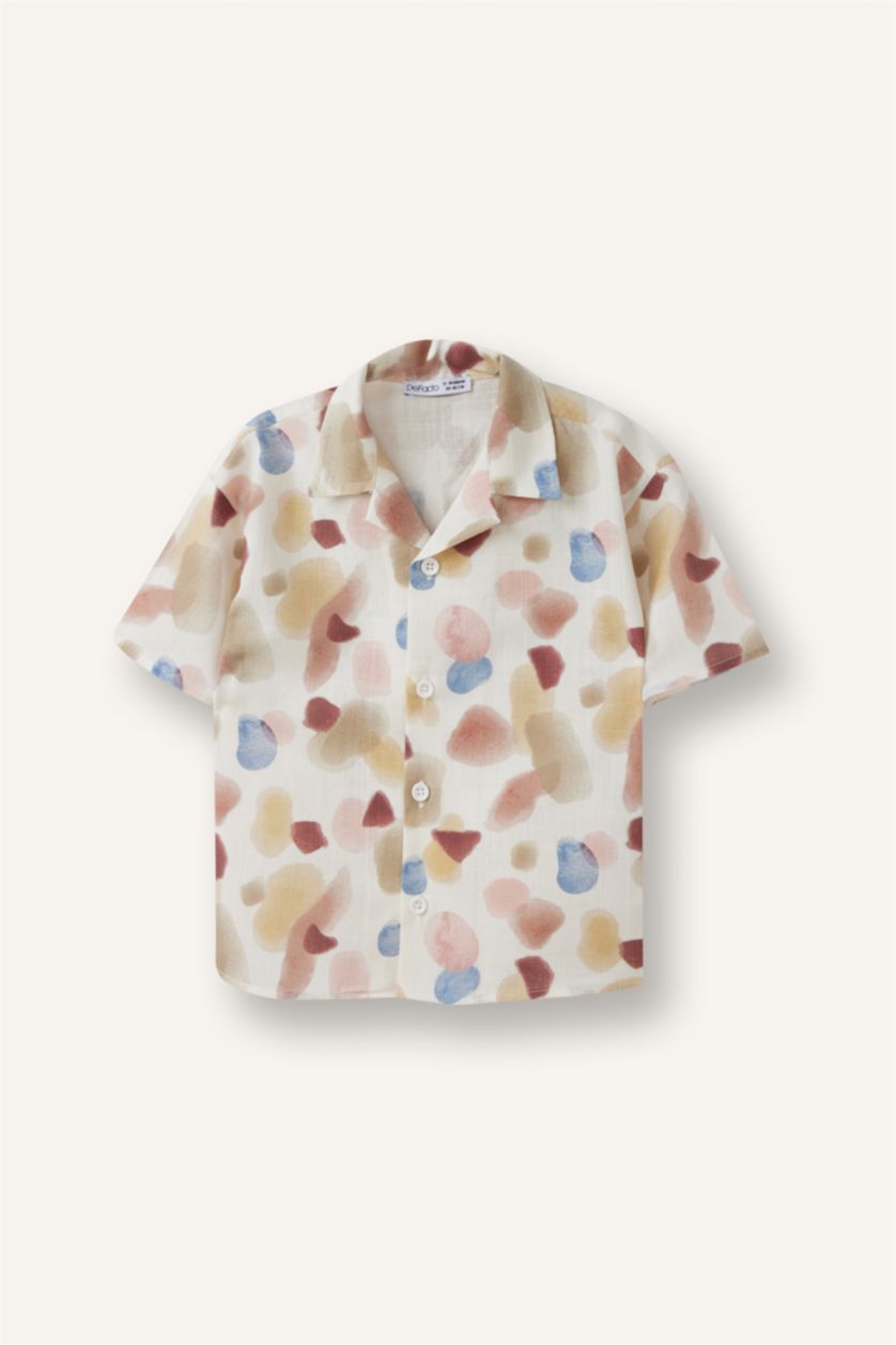 BABY BOY White Baby Boy Regular Fit Cotton Short Sleeve Shirt