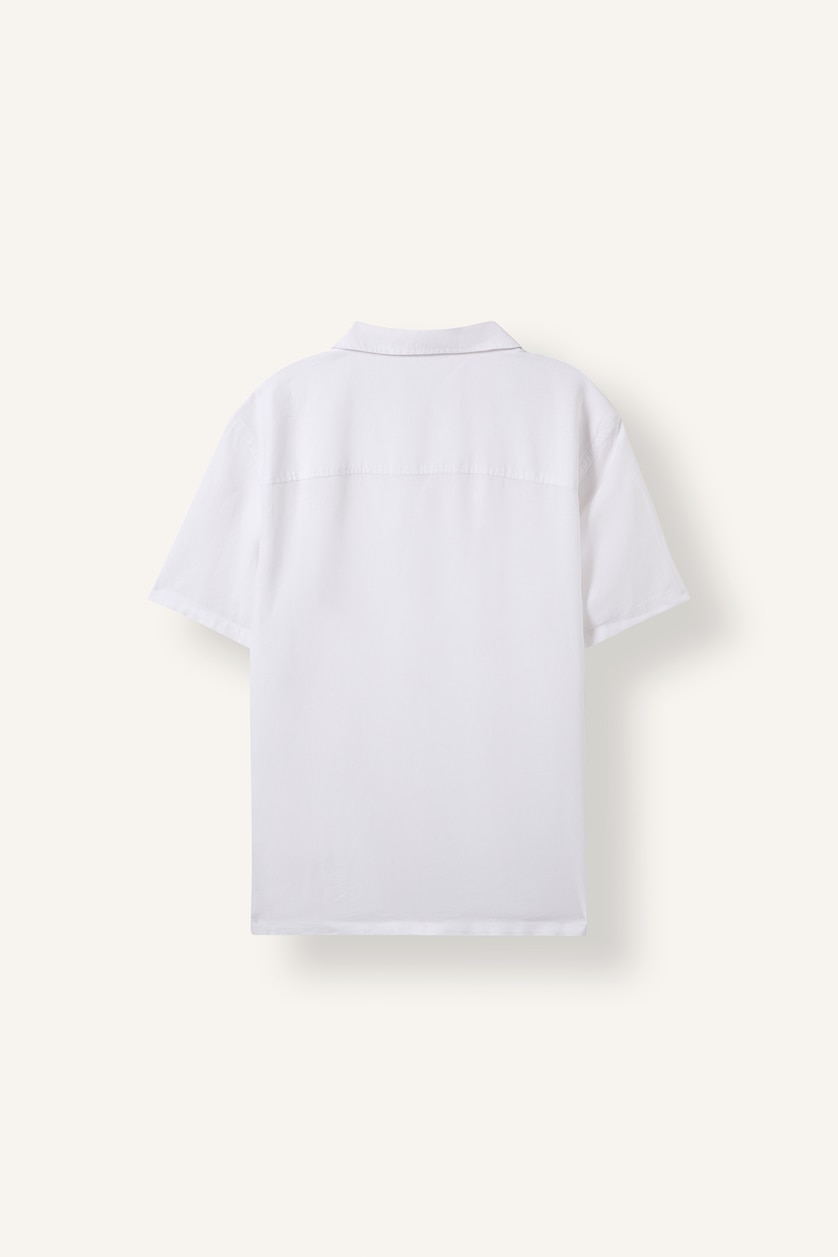 رجالي أبيض Regular Fit Linen Blended Short Sleeve Shirt