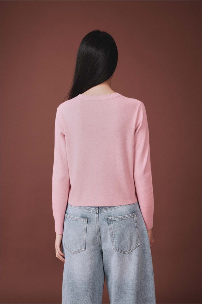 Woman Light Pink Regular Fit Cardigan