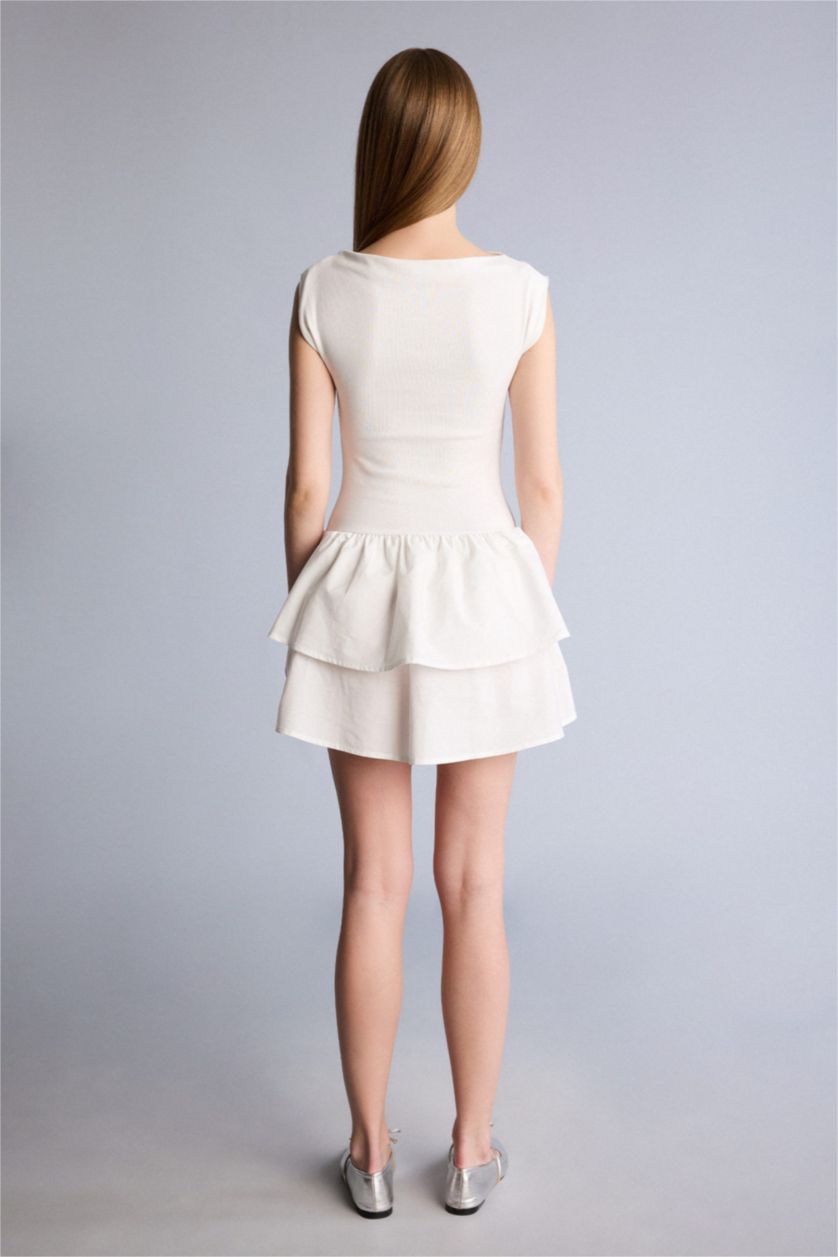 Kadın Kırık Beyaz Mini Elbise